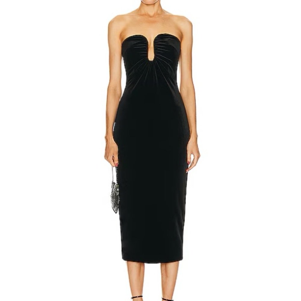 Self-Portrait Velvet Black Strapless Dress sz 4